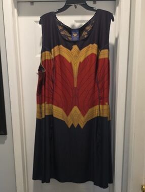 DC Comics Wonder Woman Inspired Red & Gold Midi Dress